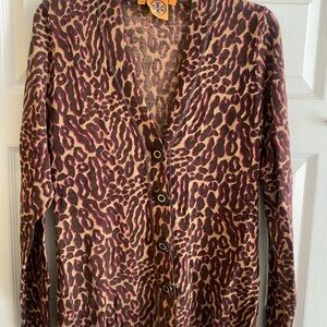 Tory Burch Leopard Print Button-Up Cardigan